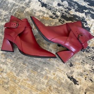 Red Leather Booties